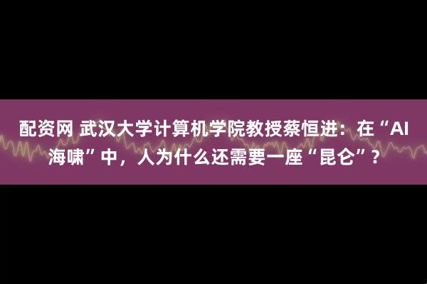 配资网 武汉大学计算机学院教授蔡恒进：在“AI海啸”中，人为什么还需要一座“昆仑”？