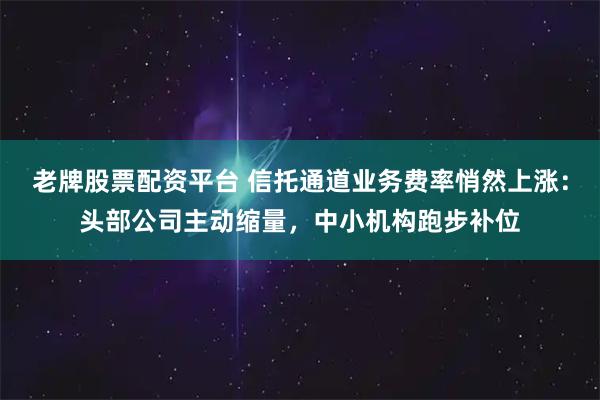 老牌股票配资平台 信托通道业务费率悄然上涨：头部公司主动缩量，中小机构跑步补位